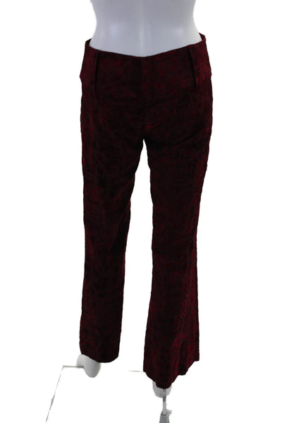 Shargorn Womens Red Velvet Printed High Rise Flare Leg Pants Size L