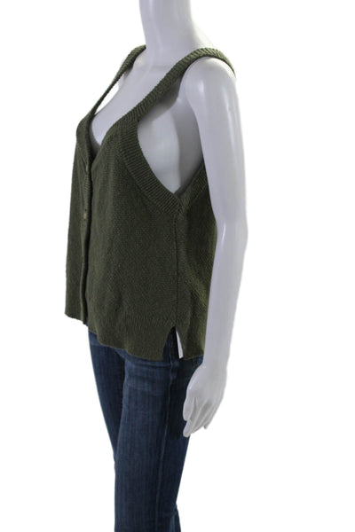 Madewell Women's V-Neck Sleeveless Button Up Sweater Tank Green Size L