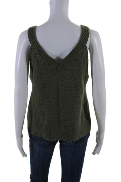 Madewell Women's V-Neck Sleeveless Button Up Sweater Tank Green Size L