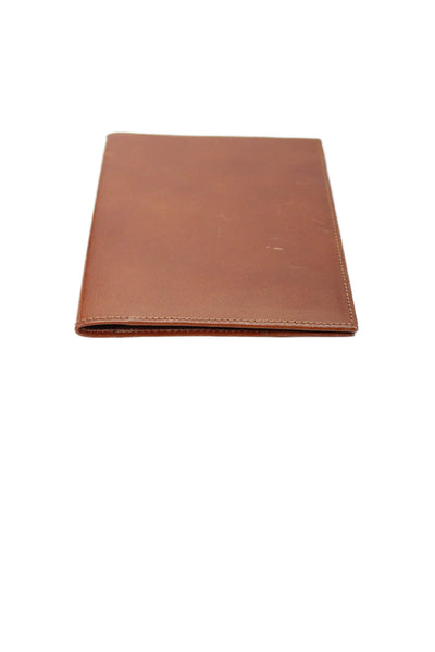 Tardini Womens Leather Bifold Flat Embossed Logo Card Case Wallet Brown