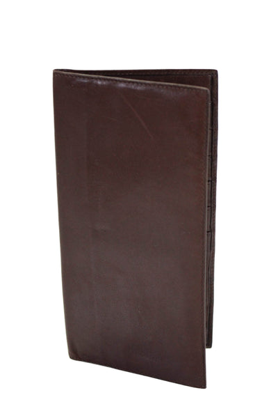 Tardini Womens Leather Flat Multilayered Bifold Open Billfold Card Wallet Brown