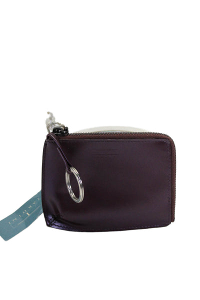 Tardini Womens Leather Zipped Closure Circle Key Ring Pouch Wallet Purple