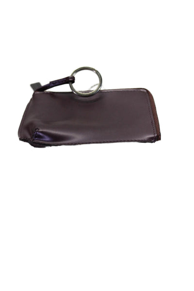 Tardini Womens Leather Zipped Closure Circle Key Ring Pouch Wallet Purple