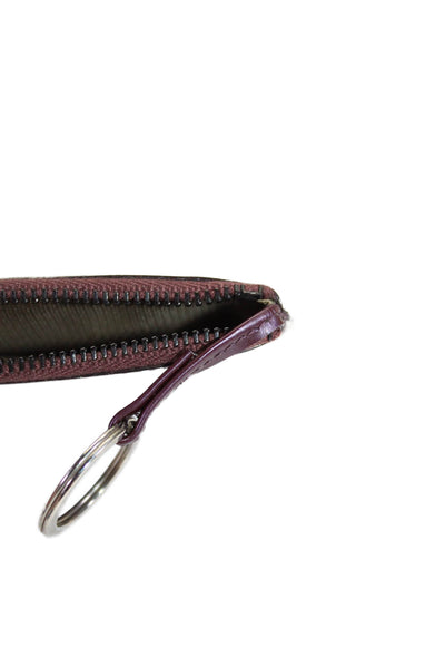 Tardini Womens Leather Zipped Closure Circle Key Ring Pouch Wallet Purple