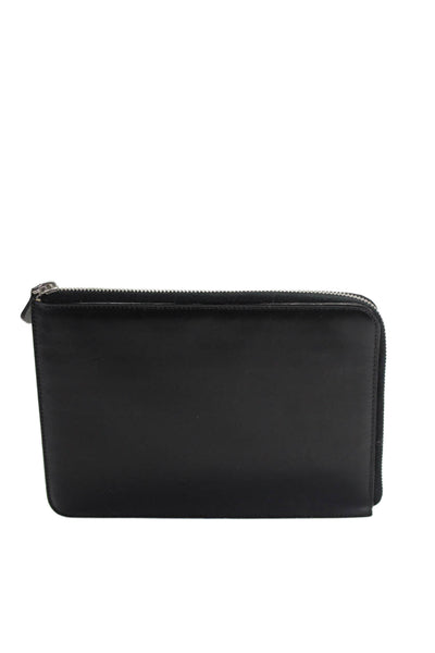 Tardini Womens Leather Zipped Embossed Logo Card Holder Clutch Wallet Black