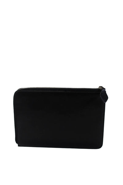 Tardini Womens Leather Zipped Embossed Logo Card Holder Clutch Wallet Black