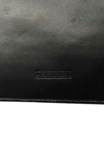 Tardini Womens Leather Zipped Embossed Logo Card Holder Clutch Wallet Black