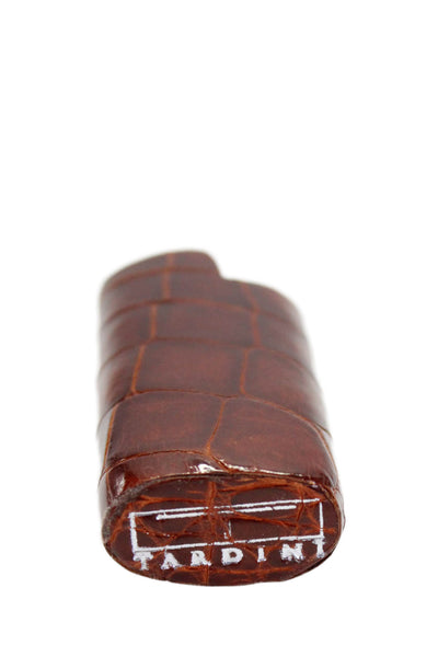 Tardini Womens Genuine American Alligator Leather Cigeratte Lighter Holder Brown