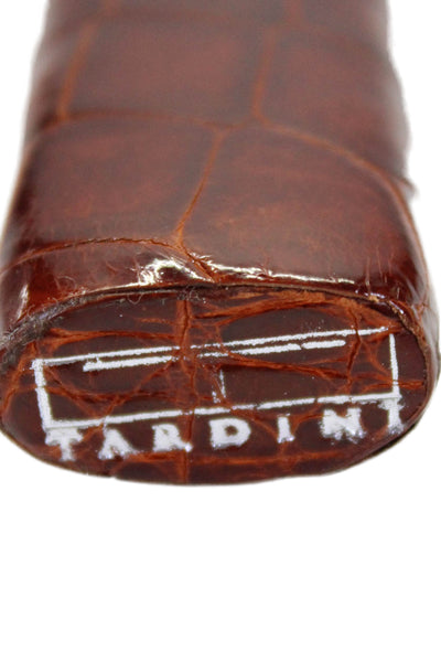 Tardini Womens Genuine American Alligator Leather Cigeratte Lighter Holder Brown