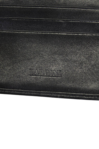 Tardini Womens Leather Embossed Logo Multilayered Billfold Card Wallet Black