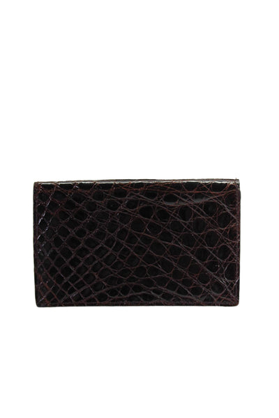 Tardini Womens Genuine American Alligator Leather Business Card Holder Black