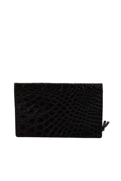 Tardini Womens Genuine American Alligator Leather Business Card Holder Black