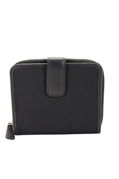 Tardini Womens Tweed Square Zipped Fold Clasp Card Holder Wallet Black