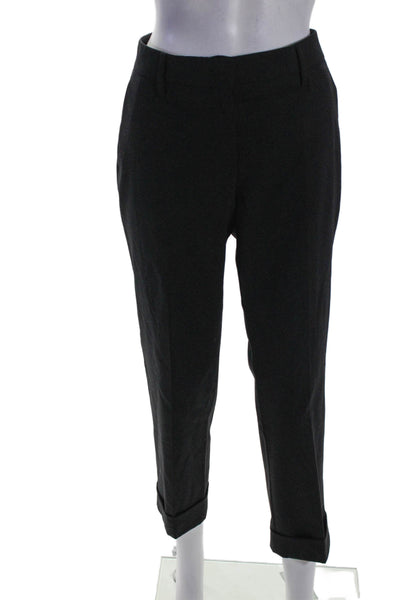 Prada Womens Cuffed Slim Leg Creased Dress Pants Black Wool Size EUR 42