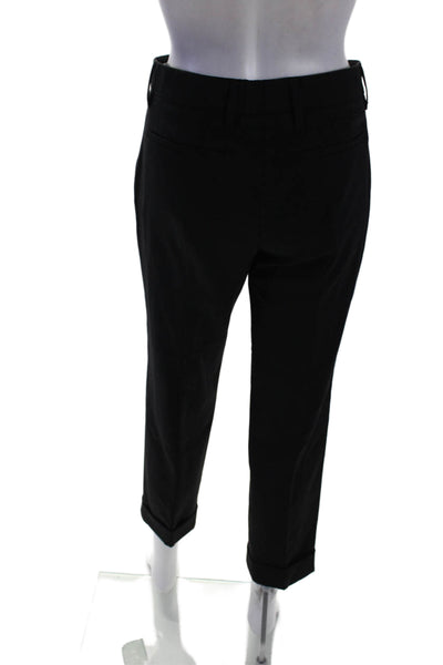 Prada Womens Cuffed Slim Leg Creased Dress Pants Black Wool Size EUR 42