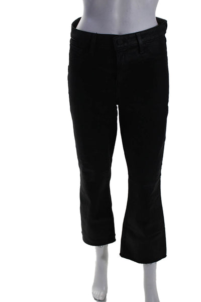 L'Agence Womens Kendra High Rise Cropped Flare Leg Jeans Black Cotton Size 28