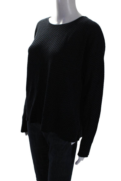 Eileen Fisher Women's Round Neck Long Sleeves Textured Sweater Black Size M