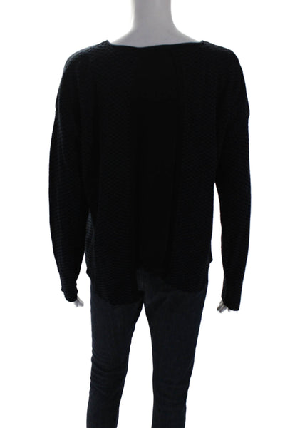 Eileen Fisher Women's Round Neck Long Sleeves Textured Sweater Black Size M