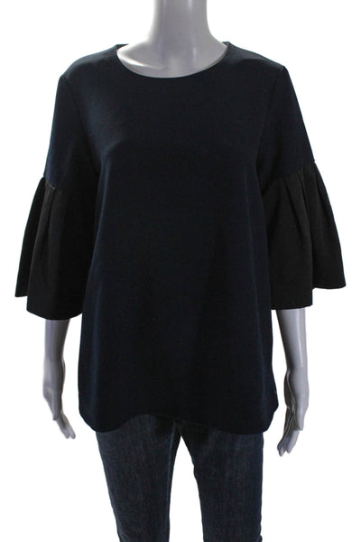 Avon Lane Women's Round Neck 3/4 Sleeves Blouse Navy Blue Size S