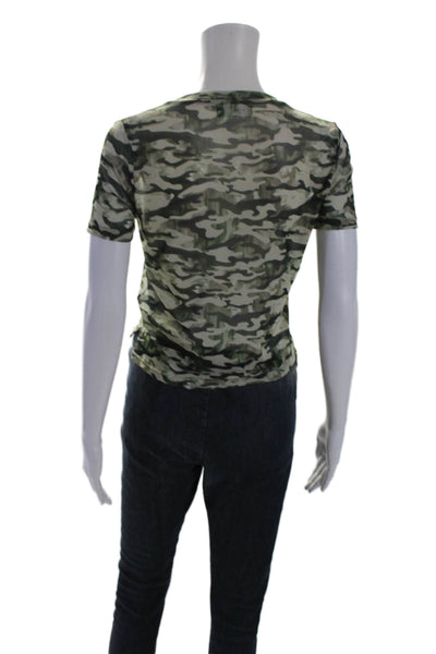 Michael Lauren Women's Short Sleeves Cropped T-Shirt Camouflage Size XS