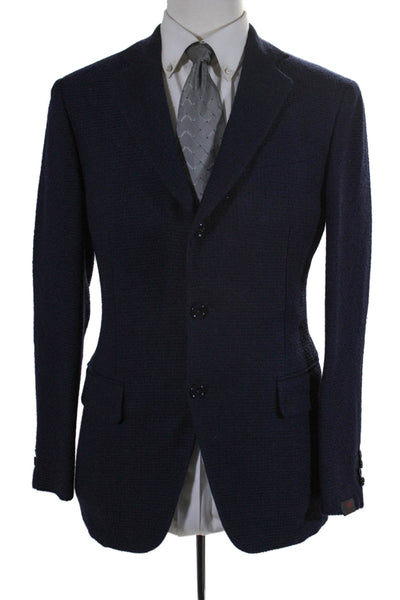 Massimo Piombo Mens Wool Notch Collar Two Button Suit Jacket Navy Size 50R