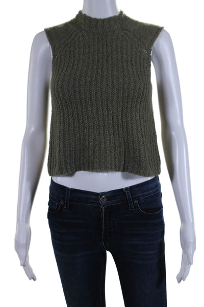 Rag & Bone Women's Sleeveless Round Neck Sweater Vest Olive Green Size XXS