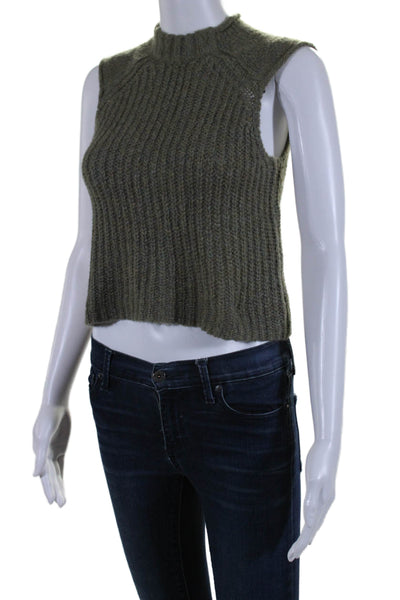 Rag & Bone Women's Sleeveless Round Neck Sweater Vest Olive Green Size XXS