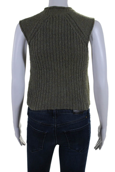 Rag & Bone Women's Sleeveless Round Neck Sweater Vest Olive Green Size XXS