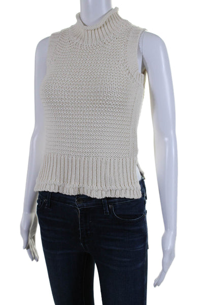 Brochu Walker Women's Mock Neck Sleeveless Knit Sweater Vest Cream Size XS