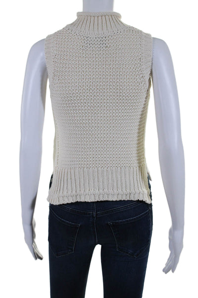 Brochu Walker Women's Mock Neck Sleeveless Knit Sweater Vest Cream Size XS