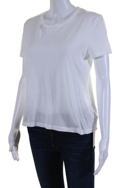 Rowan Womens Crew Neck Short Sleeves Pullover Tee Shirt White Cotton Size Medium