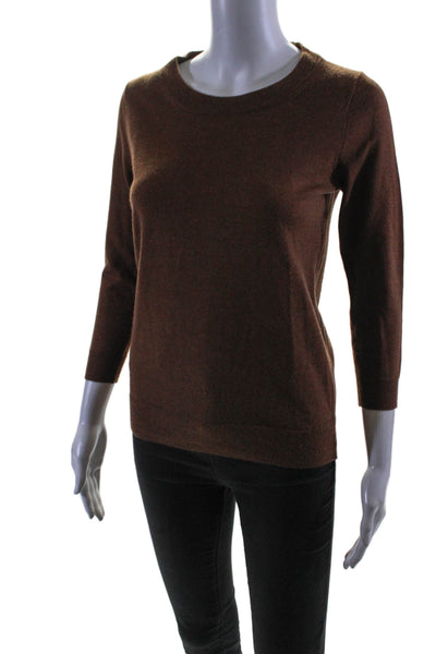 J Crew Womens Long Sleeve Knit Crewneck Top Brown Size PM