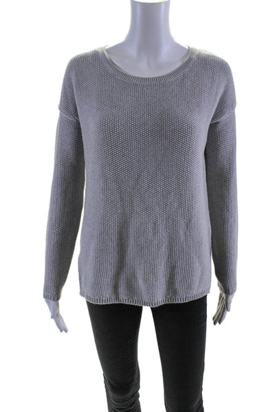 Vince Womens Cotton Long Sleeve Slit Crewneck Pullover Sweater Gray Size XS