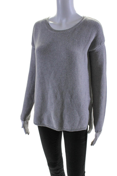 Vince Womens Cotton Long Sleeve Slit Crewneck Pullover Sweater Gray Size XS