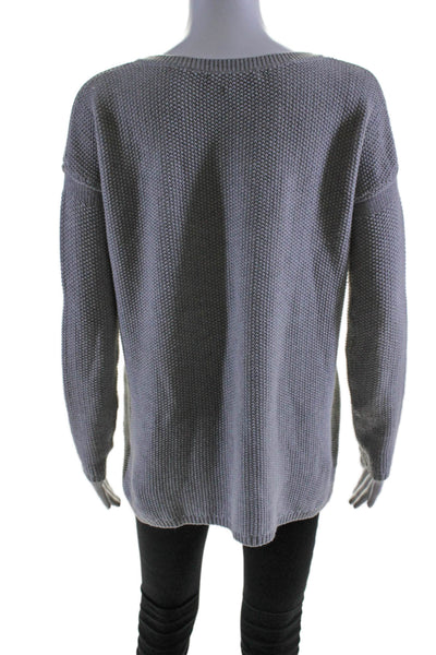 Vince Womens Cotton Long Sleeve Slit Crewneck Pullover Sweater Gray Size XS