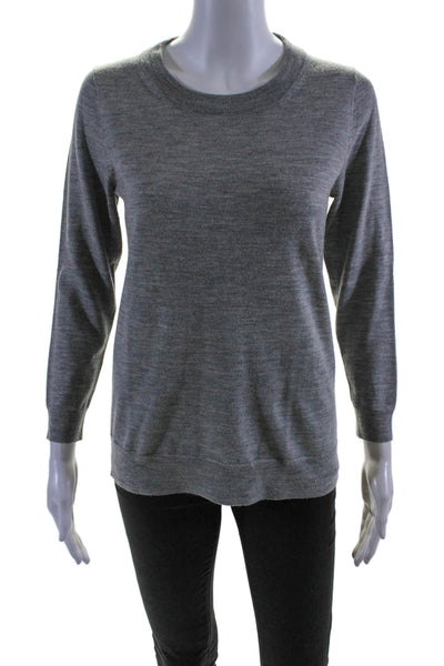 J Crew Womens Merino Wool Long Sleeve Pullover Crewneck Knit Top Gray Size S