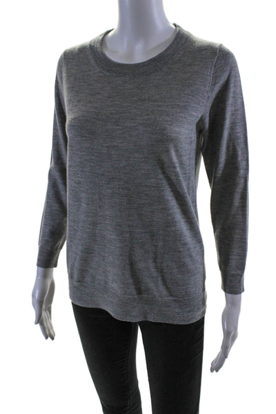 J Crew Womens Merino Wool Long Sleeve Pullover Crewneck Knit Top Gray Size S