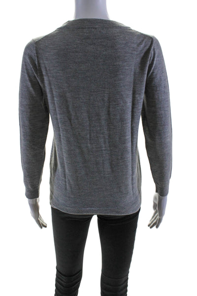 J Crew Womens Merino Wool Long Sleeve Pullover Crewneck Knit Top Gray Size S