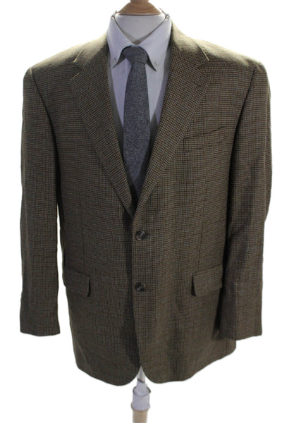 Lauren Ralph Lauren Mens Wool Single Breasted Houndstooth Blazer Brown Size 46