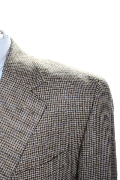 Lauren Ralph Lauren Mens Wool Single Breasted Houndstooth Blazer Brown Size 46