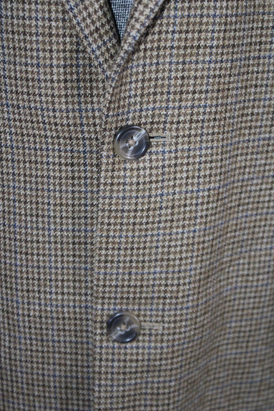 Lauren Ralph Lauren Mens Wool Single Breasted Houndstooth Blazer Brown Size 46