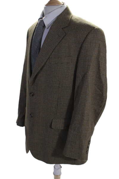 Lauren Ralph Lauren Mens Wool Single Breasted Houndstooth Blazer Brown Size 46