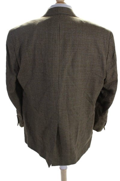 Lauren Ralph Lauren Mens Wool Single Breasted Houndstooth Blazer Brown Size 46