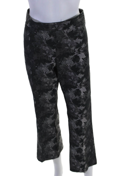 Avenue Montaigne Womens Cotton Floral Print Elastic Straight Pants Black Size 12