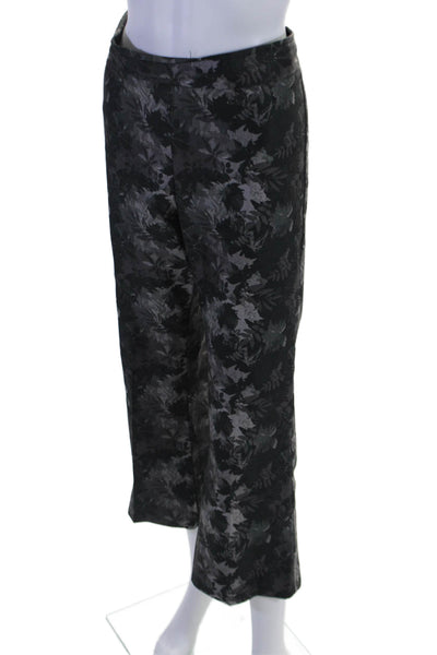 Avenue Montaigne Womens Cotton Floral Print Elastic Straight Pants Black Size 12