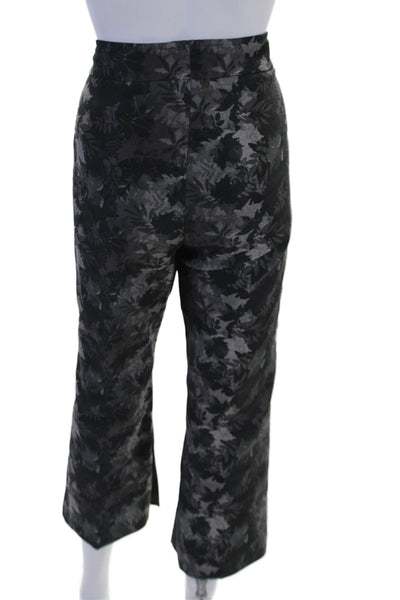 Avenue Montaigne Womens Cotton Floral Print Elastic Straight Pants Black Size 12