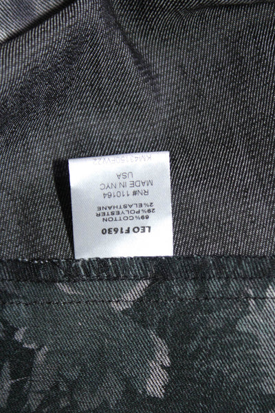 Avenue Montaigne Womens Cotton Floral Print Elastic Straight Pants Black Size 12