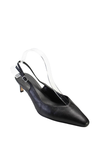 Nordstrom Womens Sling Back Pointed Toe Mini Kitten Heels Black Size 9M