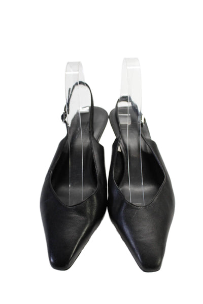 Nordstrom Womens Sling Back Pointed Toe Mini Kitten Heels Black Size 9M