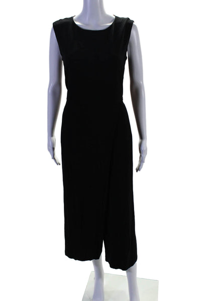 Eileen Fisher Womens Stretch Round Neck Sleeveless Zip Up Jumpsuit Black Size S